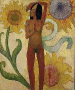 Paul Gauguin Caribbean Woman, or Female Nude with Sunflowers oil on canvas